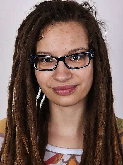 Small-titted brunette girl dreads
