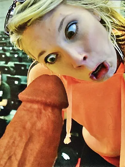 Staring down the barrel of her new toy