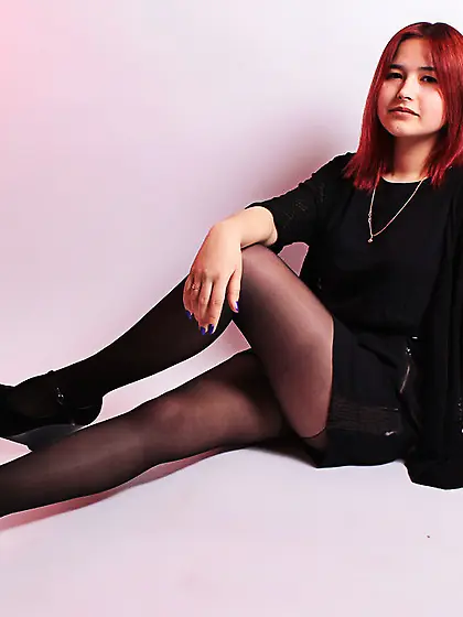 Teen dancing fire red