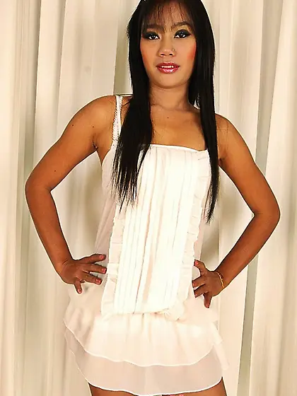 Sexy Asian Sherri in white lingerie