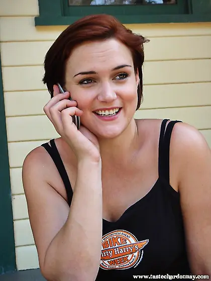 Cheerful redhead black loves