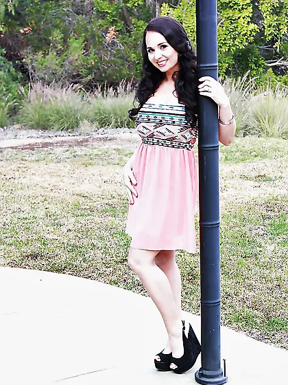 Brunette college professor pleases students with obscene naked p