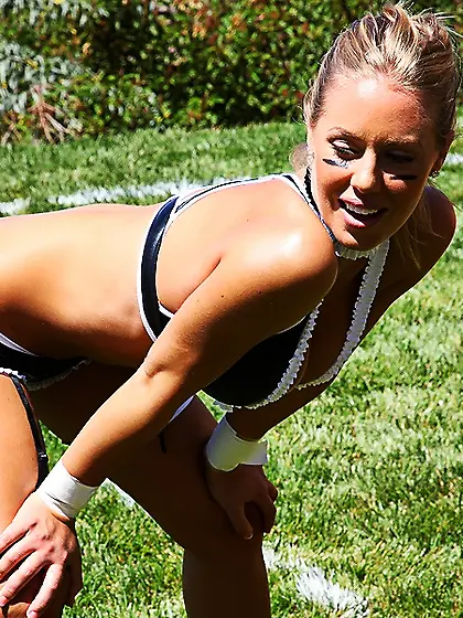 Sammie Rhodes and her attractive female lover strip for the came