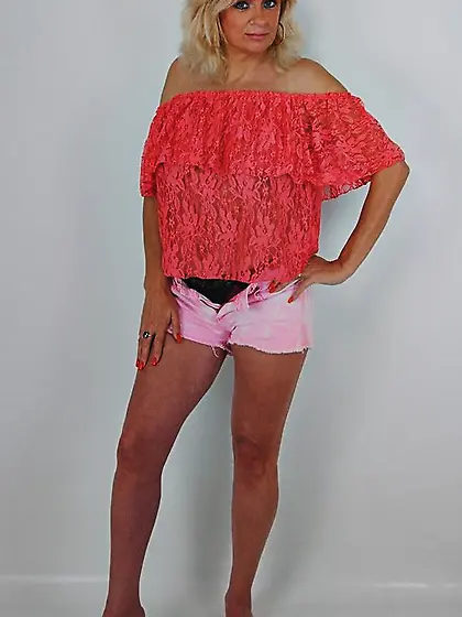 Blue eyed cougar blonde