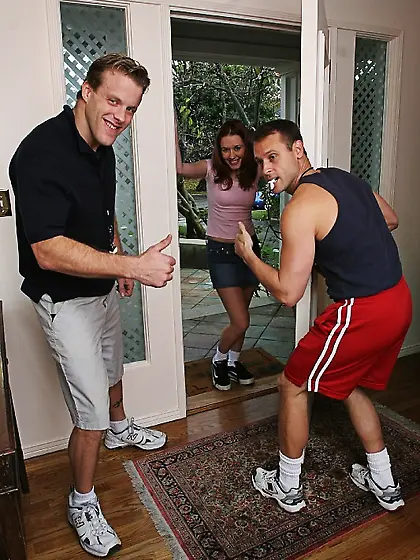 American pretty cheerleader threesome