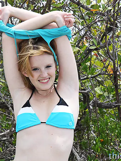 Magnetic blonde wearing blue