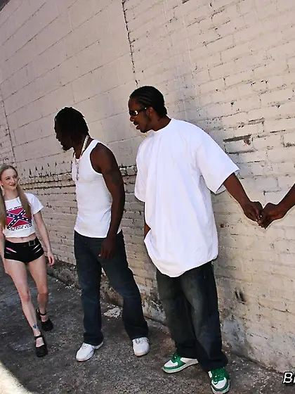 Tight pigtailed cutie Kandi Hart takes care of huge black cocks