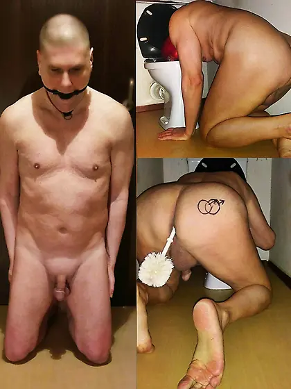 toilet slave pig Andrew licks naked shit and scat