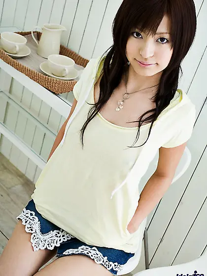 Asian beauty Misaki Mori is stripping showing off her titties an