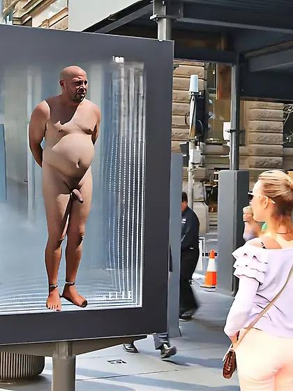 Embarrassed tied nude