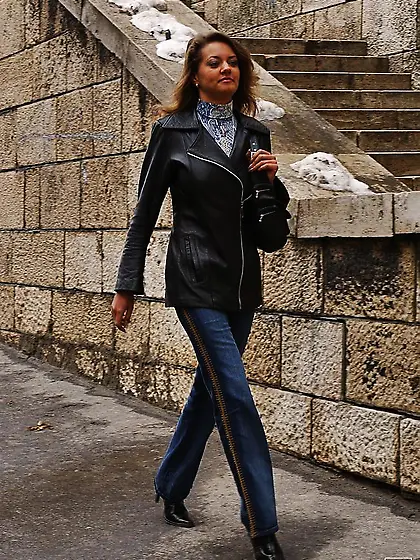 Karina Play kneels before her hung lover and treats him with a d