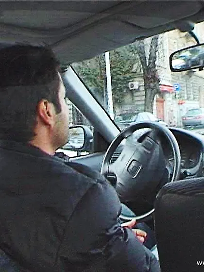 Liz Honey kneels before her passionate lover and sucks his big h