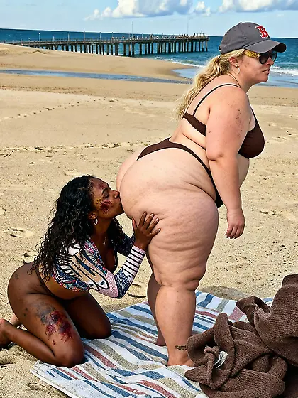 Stupid nigger bitch kisses superior white ass