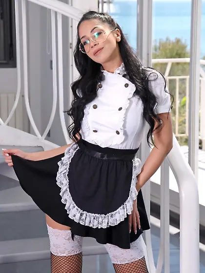 Julia De Lucia grinds his buttocks on this guy's hard crotch