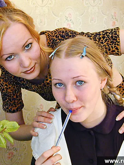 Russian teen blonde lesbians dildo sex