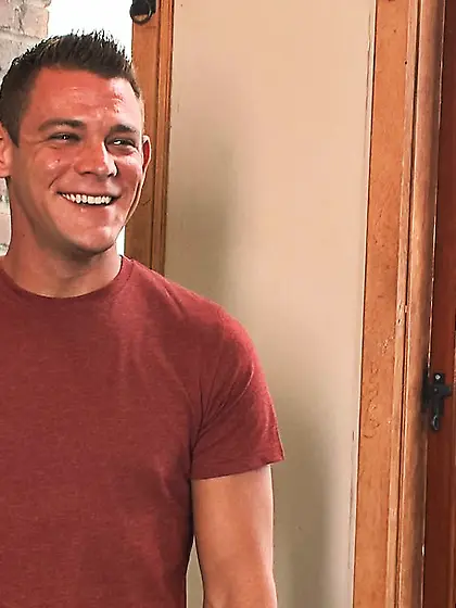 Blindfolded tattooed hunk prostate