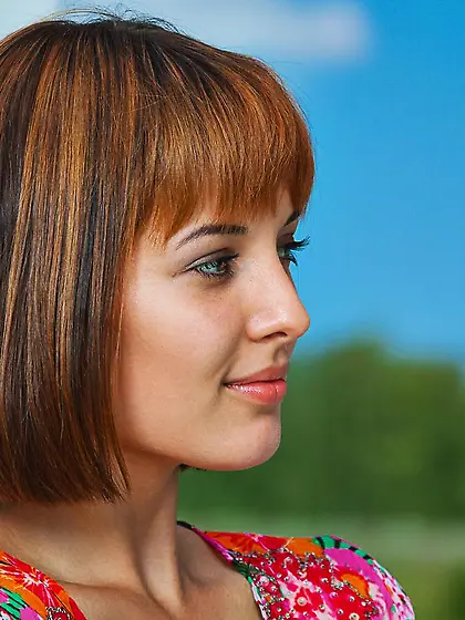 Beautiful brunette Monika G takes off her flowery dress and show