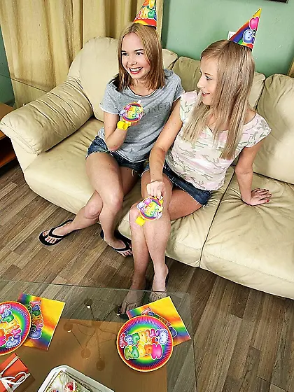 Playful teen blondes Laura Shirley and Claire know an anal way t