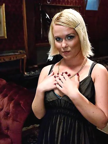 Horny maid fucks a blonde darling with a...