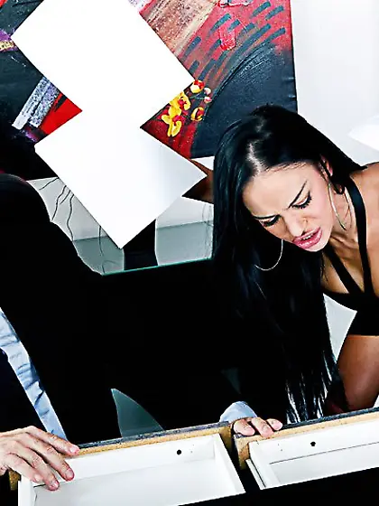 Bosomy brunette with great tattoo Angelina Valentine gets her pu