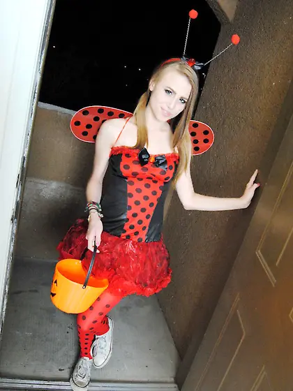 Playful girl ladybug costume