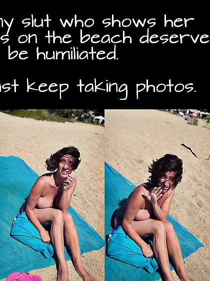 Beach humiliation for MILF