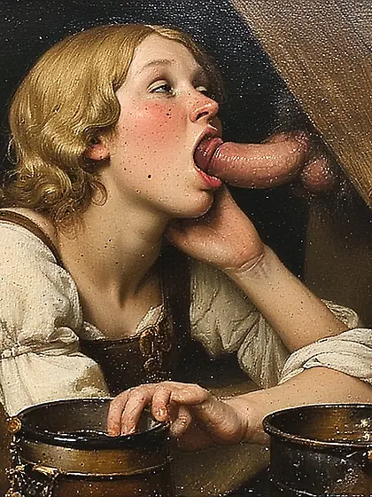 Young slut waitress.  Flemish school