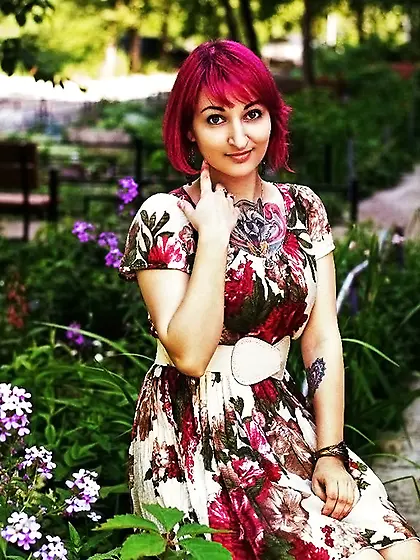 White teen with pink hair and big tits