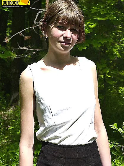 Pissing outdoor in the summer forest