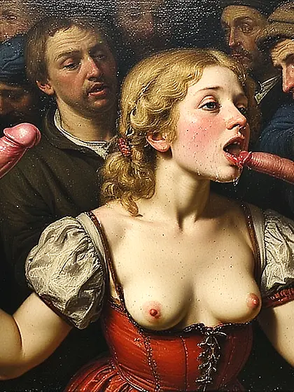 Young slut waitress.  Flemish school