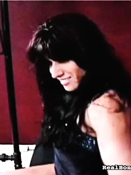 Skinny brunette girl scared