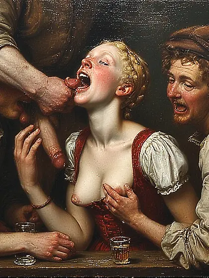 Young slut waitress.  Flemish school