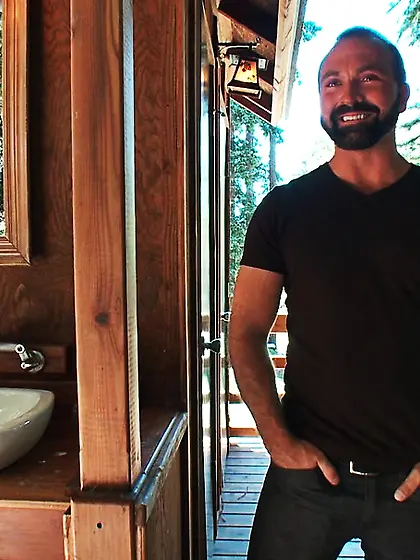 Bearded hung blindfold gag