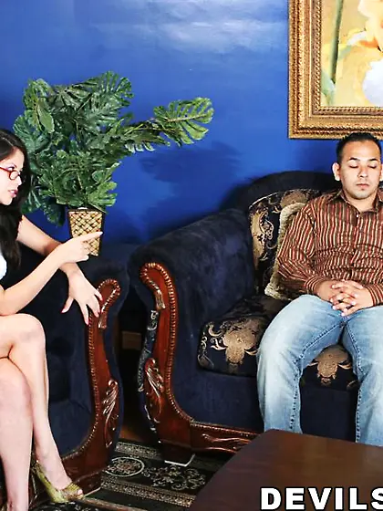 Therapist with yummy melons seduces client's husband instead of