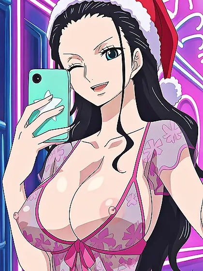 Nico Robin neon xmas nudes (Source: Pinku AI)