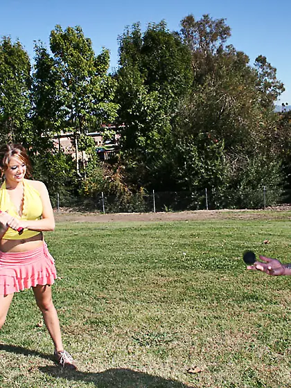 Tossing pink skirt smiles