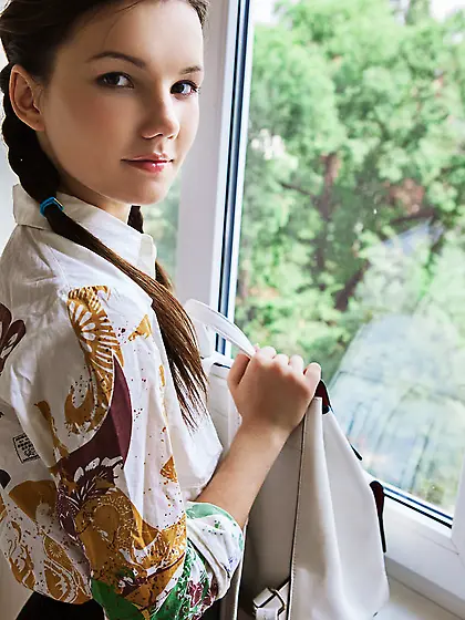 Czech whore Kitty Jane looks good taking white shirt and black s