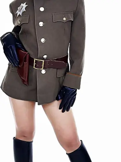 Asian Cindy Starfall poses solo in sexy military garb