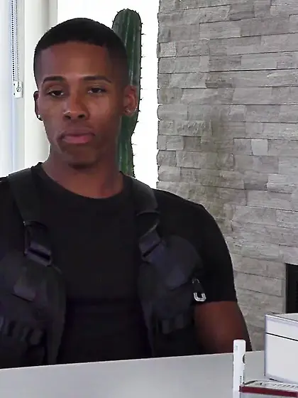 Young brunette angel rides the BBC like a...