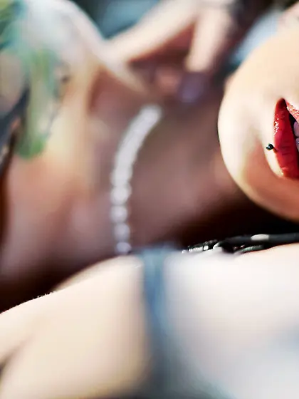 Tattooed fresh dark hair