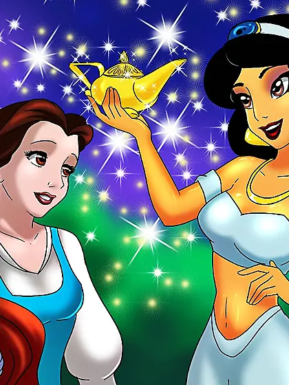 Girls turn shemale to fuck Aladdin