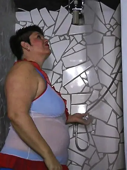 Annadevot - WETLOOK in the shower in BIKINI