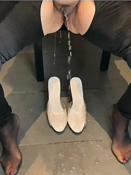 Clear High Heel Mules Pissing