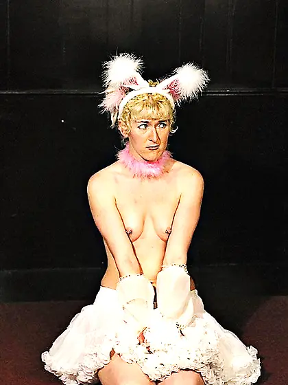 Blonde bunny gagged horny