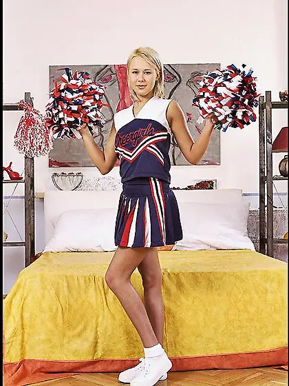 Nasty cheerleader Carmen S loves to pose naked on camera and fuc