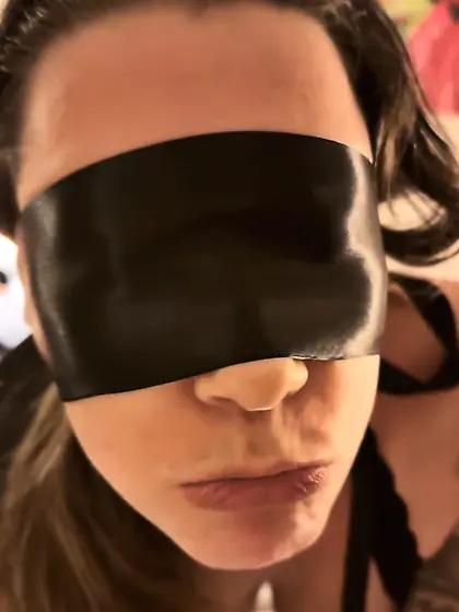 Blindfolded pouty face waiting for a facial