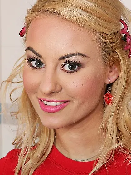 Sexy teen blonde Gabriela Nubiles strips her cute lingerie and p