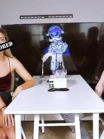 Blonde plays nude games with a stud before...