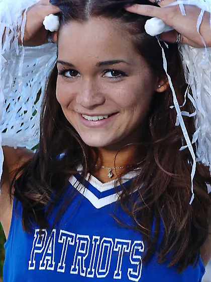 Cheer girl Isabella Summers removes her uniform and undies to to