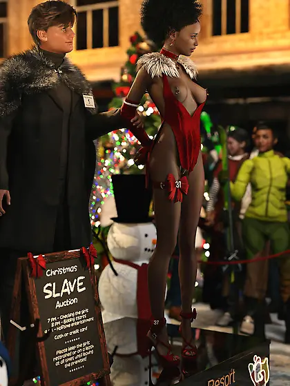 Black girl for sale at Christmas Slave Auction